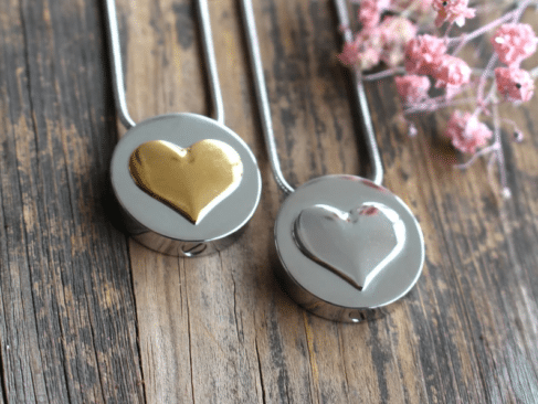 Memorial jewellery silver gold heart pendant 